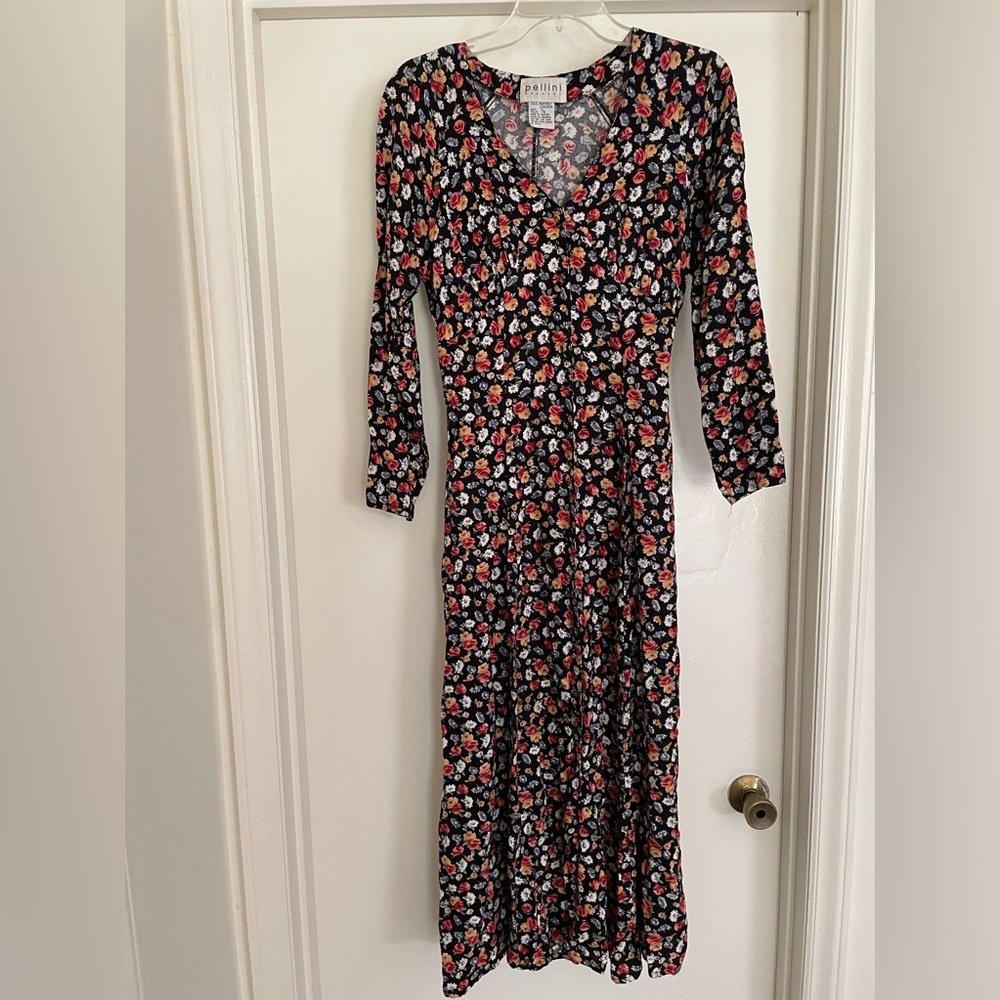 1990's Vintage floral print 3/4 sleeve dress
